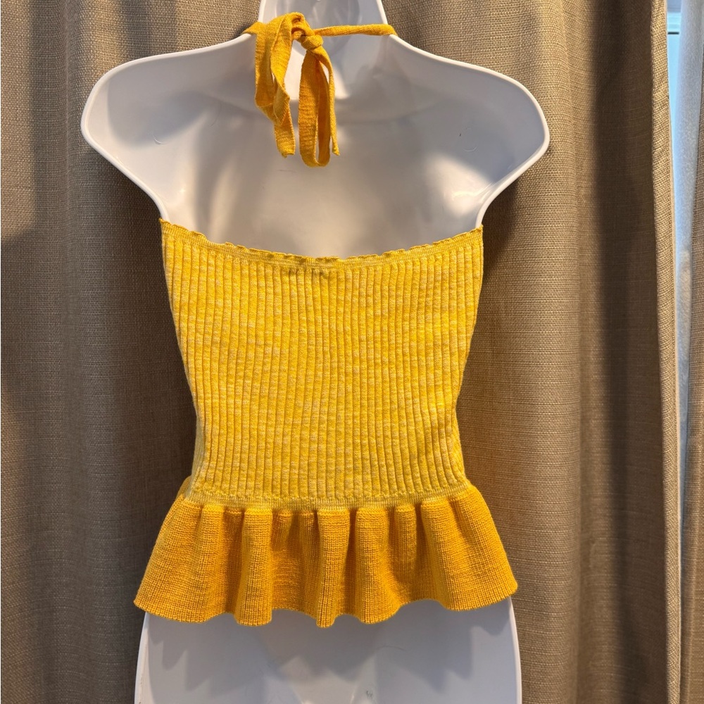 Yellow Ribbed Halter Top - Picture 4 of 4